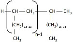 Structure représentative de 7-méthylène-pentadécène mélangé avec du tétradéc-1-ène, dimères et trimères, hydrogénés